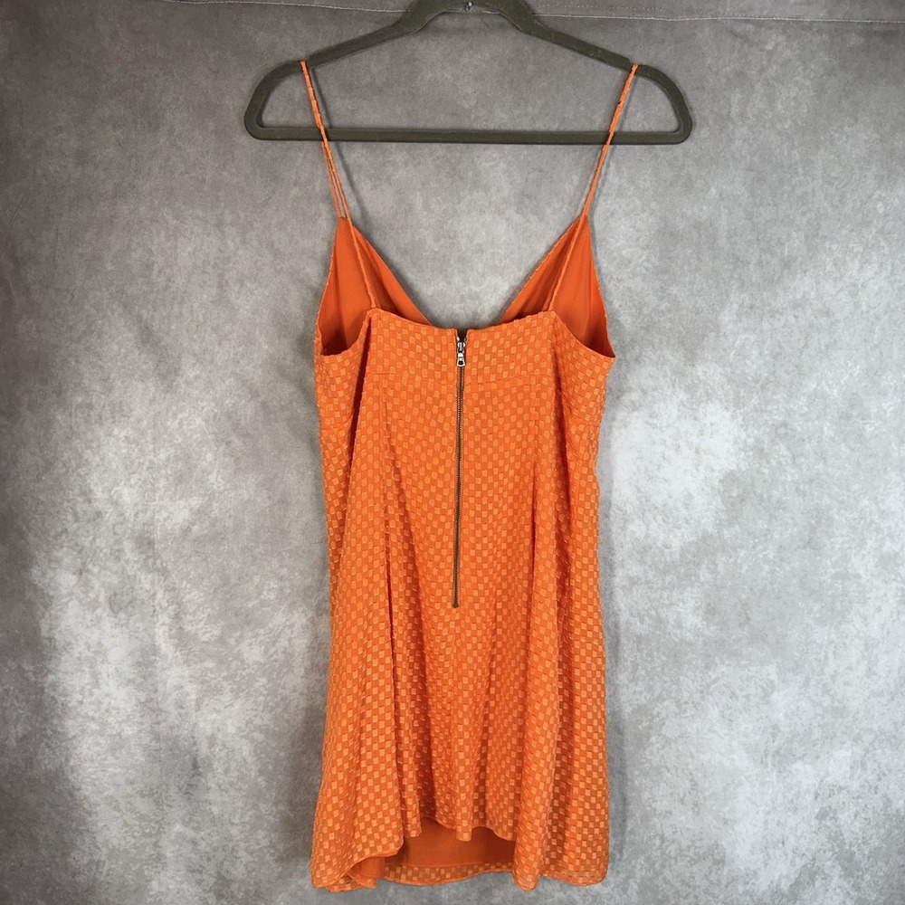 Alice + Olivia Roe Front Tie Mini Dress In Monarch Orange Women's Size 6 - Picture 3 of 7